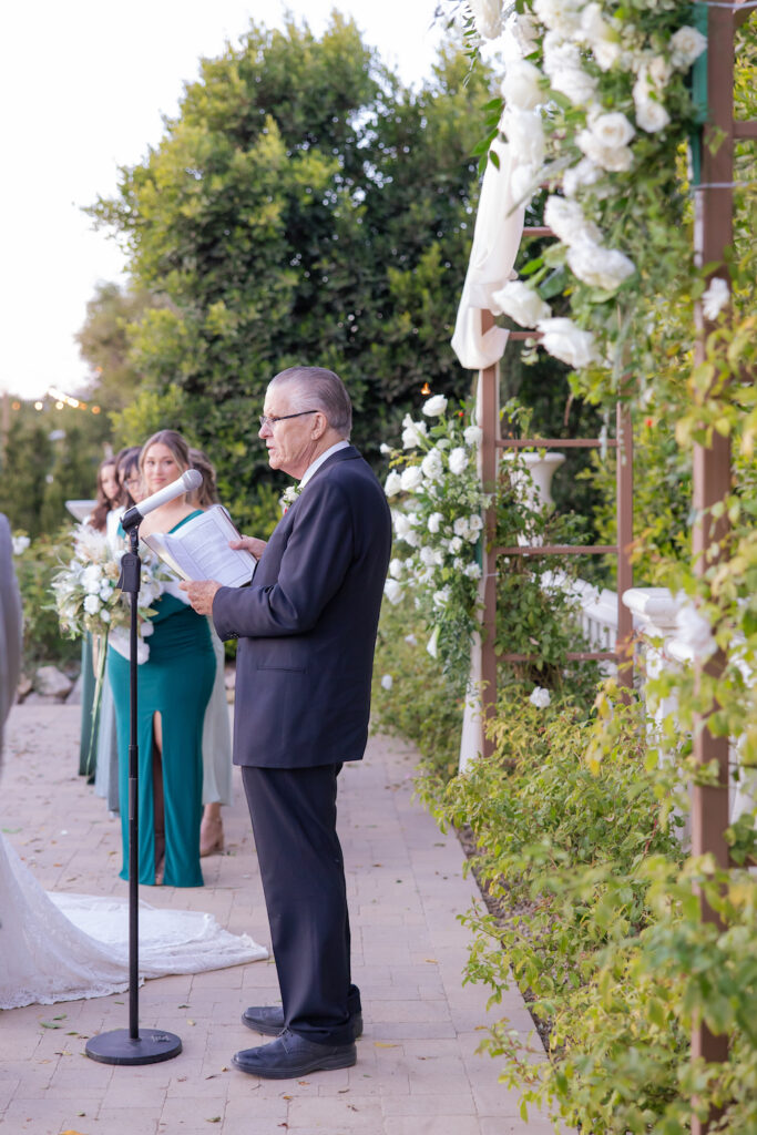 Garden wedding ceremony at Tuscan Rose Ranch.