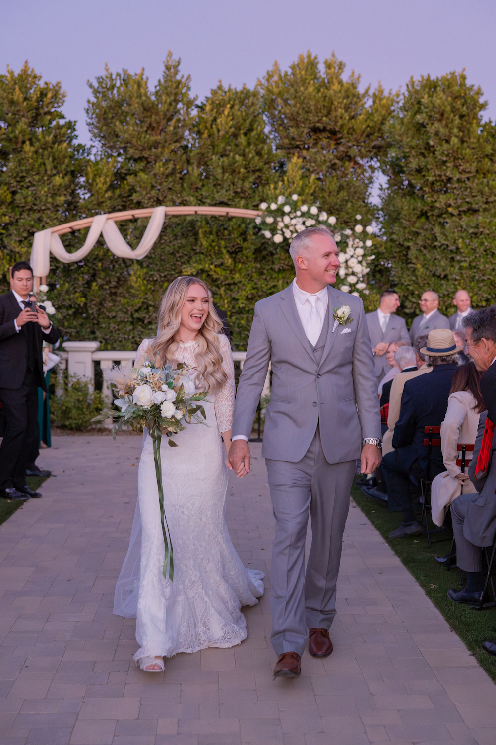 Bride and groom recessional at Tuscan Rose Ranch.