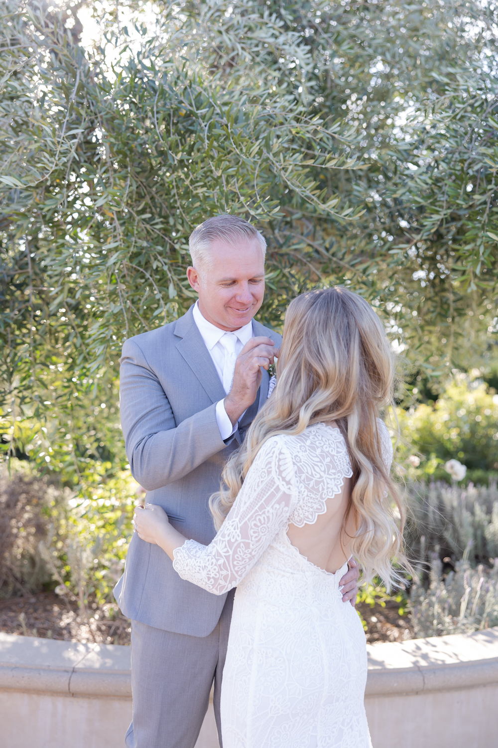 Tuscan Rose Ranch wedding bride and groom first look.